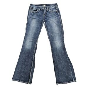 Silver Jeans Womans 28 33‎ Signature Eden Bootcut Medium Wash Distressed Western